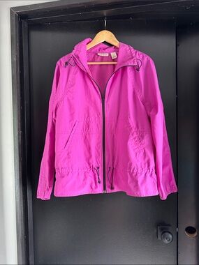 DKNY Bright Fuchsia Hooded Utility Jacket